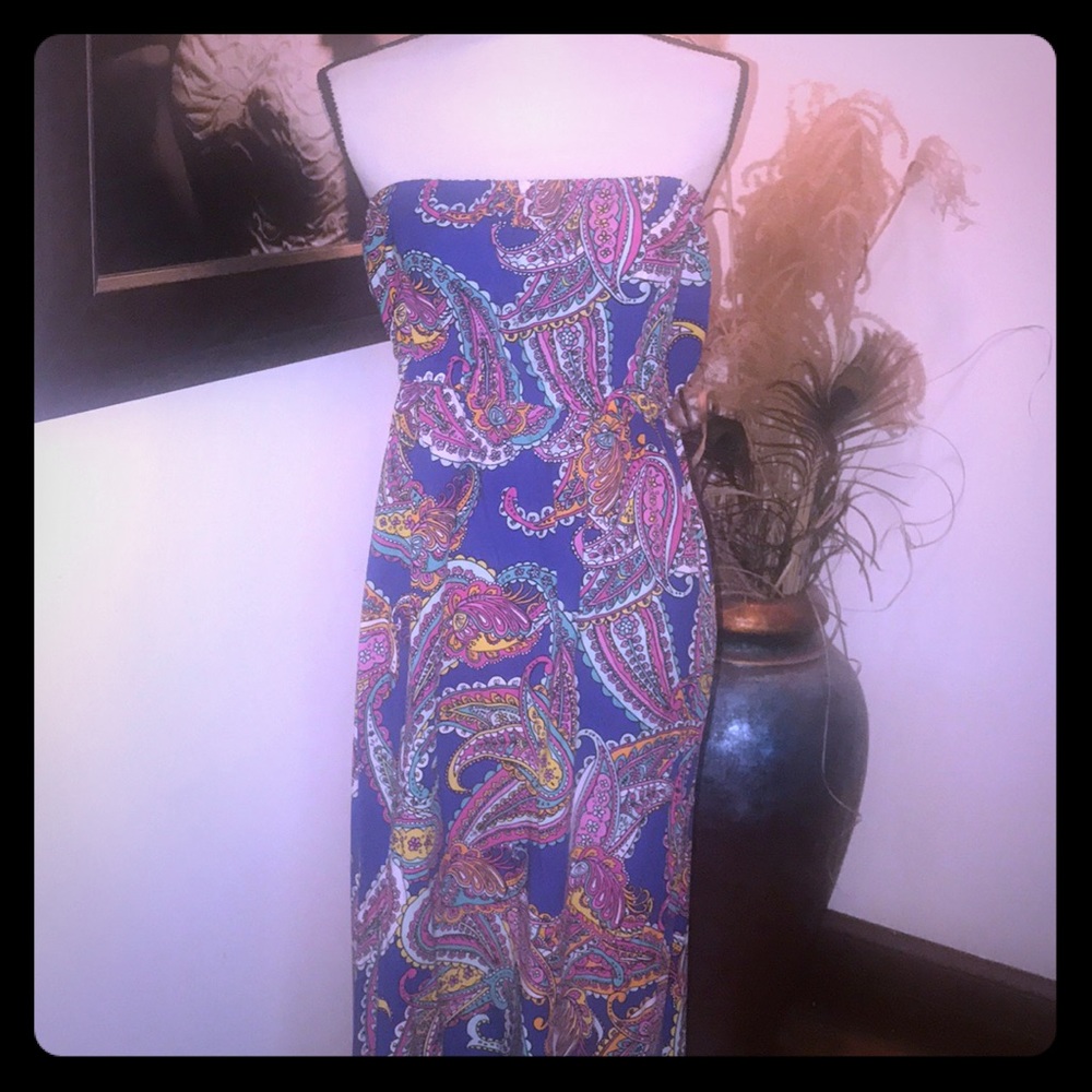 Paisley strapless maxi